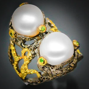 Thai Handmade jewelry Gift   Natural Pearl Silver ring 925 Sterling /RVS151 - Picture 1 of 7