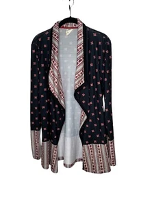 Anthro One September Womens Mixed print waterfall open cardigan Size Medium - Picture 1 of 4