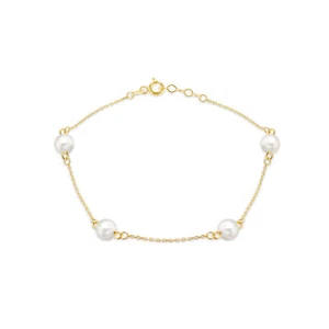 Armband 9 kt Gelbgold Süßwasserperlen verstellbar (7" - 7,5") - Bild 1 von 7