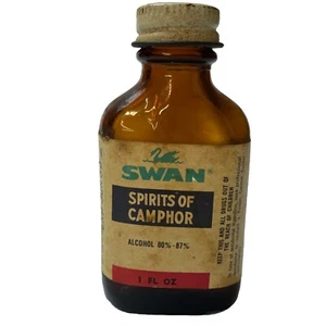 Vintage SWAN Spirit Of Camphor 1oz Glass Bottle Prop Medicine Nashville, Tenn - Picture 1 of 6