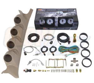 GlowShift W7 4 Gauge Diesel Set + Tan Pod for 99-07 Ford Super Duty Powerstroke - Picture 1 of 8