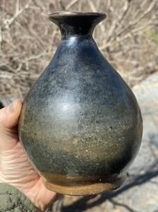 Antique Chinese Black Monochrome Jianyao Oil Spot Bottle Vase Ceramics Qing - Picture 1 of 11