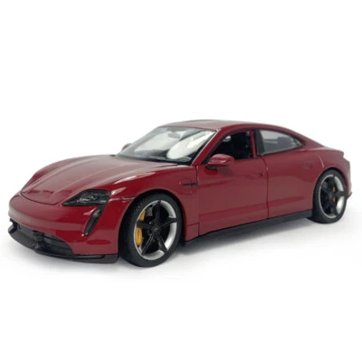 1:24 Porsche Taycan Turbo S Model Car Diecast Toy Cars 2 Doors Trunk Open Red - Image 1 of 4