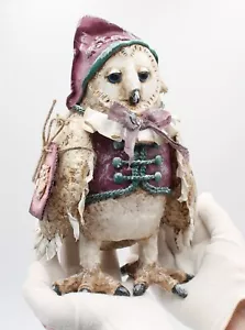 Handmade decorative doll- owl.Paper clay.Owl in Pink.Whimsical animals - Picture 1 of 11