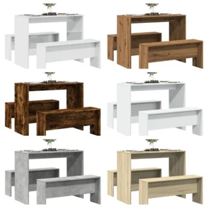 3-tlg. Esstisch und Bank Set Holzwerkstoff Holz Essgruppe Bank Bänke Essgruppe - Bild 1 von 101