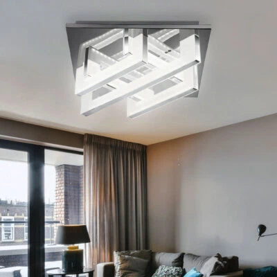 Plafoniera Lampadario Camera Letto Cromo Lampada di Design LED L 30 CM - Immagine 1 di 4