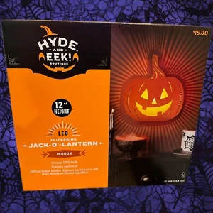 Jack o Lantern Pumpkin 12" LED Flickering Halloween Sign Indoor Hyde & Eek New - Picture 1 of 3
