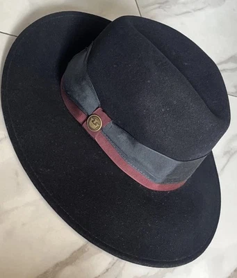 GOORIN BROS Hombre Sombrero Fedora Pequeño Negro Lana Fieltro Cinta Corona Hecho en EE. UU. Foto 1 de 4