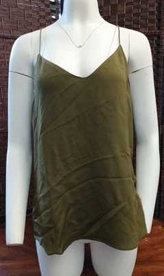 Top cami J Crew talla 12T verde oliva seda espagueti corredor correas traseras capa de trabajo Foto 1 de 4