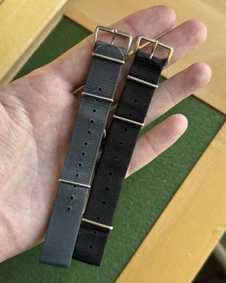 Dos correas de reloj vintage edición MOD militar G10 negro/gris almirantazgo 18 mm Foto 1 de 4