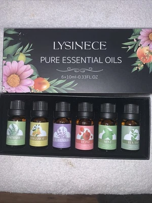 10 ML Pure Essential Oils 6 Ct Rosemary Bergamot,Lavender,Rose,Mint,Tea Tree - Image 1 of 4