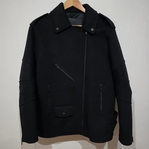 Alexander Wang x H&M Biker Jacket AUS 10 US8 Black Wool Runway Full Zip Collared - Picture 1 of 9