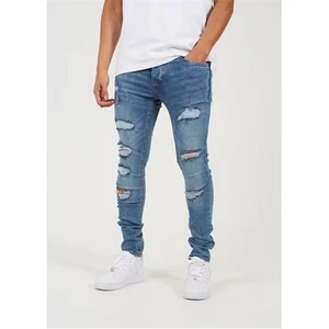 Brave Soul Mens Denim Skinny Jean With Rip Detail Jeans Trousers Bottoms Pants - Picture 1 of 4