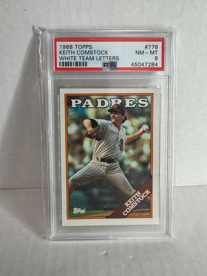 1988 Topps Keith Comstock #778 Padres White Team Letters PSA 8 ROOKIE POP 27 - Image 1 of 1