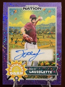 2025 Leaf Baseball Nation Jace Laviolette Saturday in the Park Purple Auto /8 - Afbeelding 1 van 2