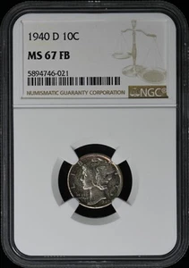 1940-D Mercury Dime 10C NGC MS67FB - Picture 1 of 2