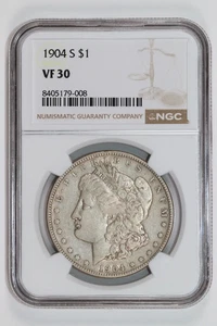 1904-S MORGAN DOLLAR NGC VF30 - Picture 1 of 2