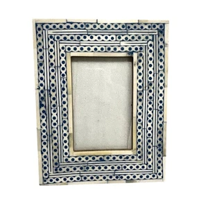 Boho Decor Photo Frame Portrait Landscape Blue White Morocco India Table Top - Picture 1 of 9