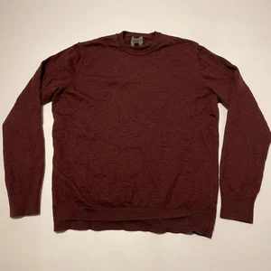 H&M Merino Wool Jumper Mens Large Burgundy Crew Neck Pullover Sweater - Picture 1 of 8