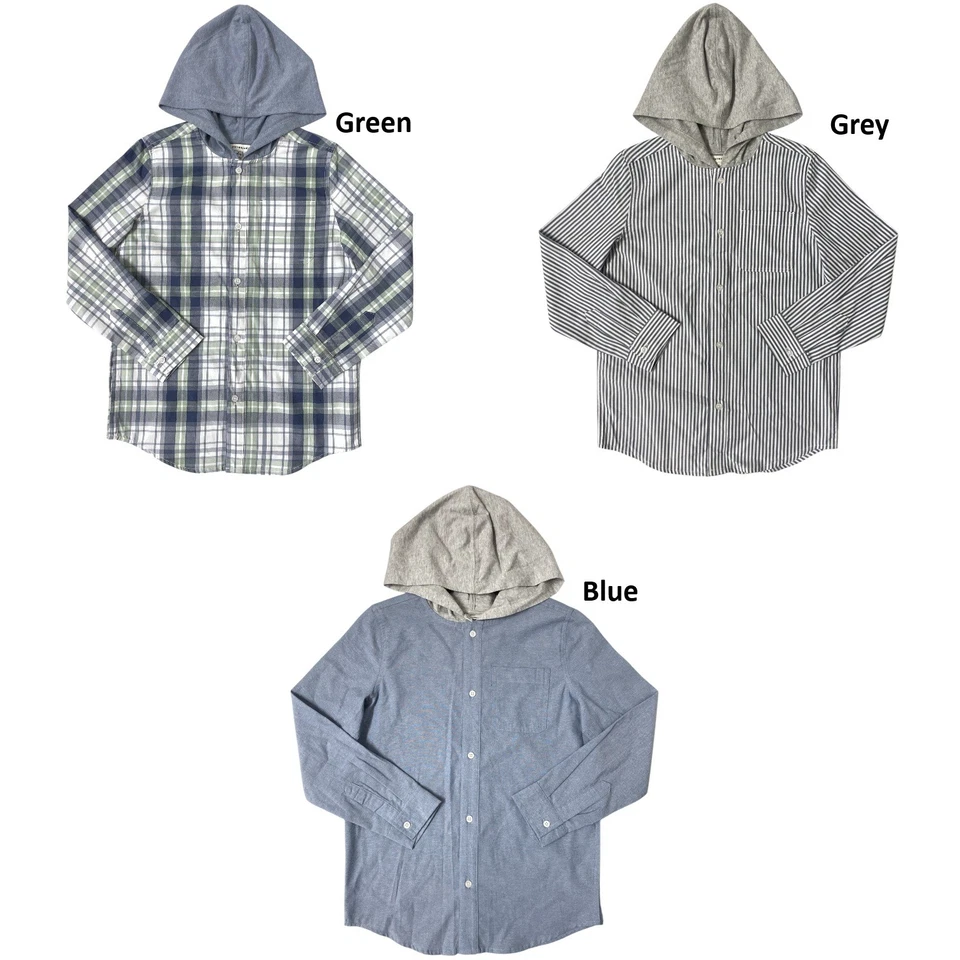 Lucky Brand Boys Hooded Long Sleeve Button Down Woven Shirt - Image 1 of 1