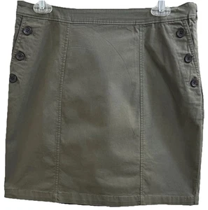 BANANA REPUBLIC Size 6 Mini Skirt Olive Green 18”Long Cotton&Spandex & Pockets - Picture 1 of 11