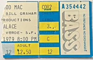 Biglietto concerto Fleetwood Mac Stub 1979 Cow Palace San Francisco CA Bill Graham - Foto 1 di 2