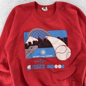 Vtg Volvo Tennis Indoor Sweatshirt FITS Medium Racquet Club Memphis Crewneck 80s - Picture 1 of 7