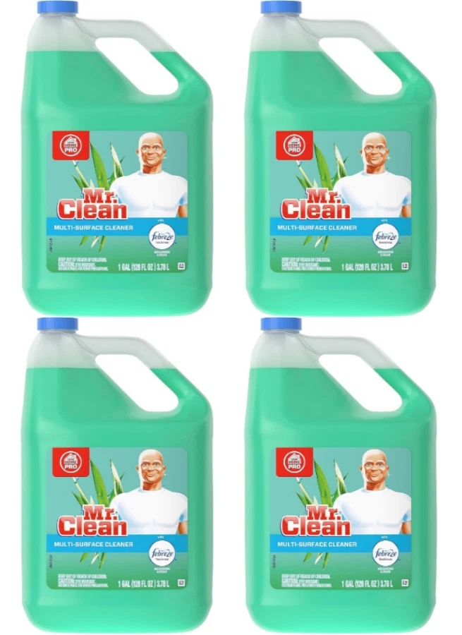 PGC 23124 Mr Clean Multipurpose Cleaning Solution With Febreze 128 Oz Bottle Meadows & Rain Scent