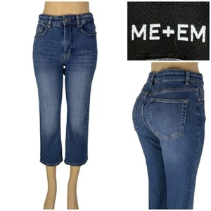 ME EM Womens 26 Jeans Denim Blue Straight Ankle Crop Stretch 24” Inseam - Picture 1 of 11