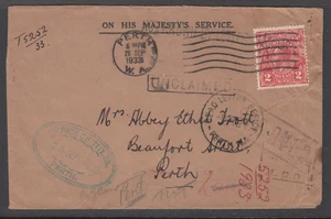 Australian Stamps.1933.Return to Sender.Unclaimed.Dead Letter Cancel.KGV.2d. - Picture 1 of 2