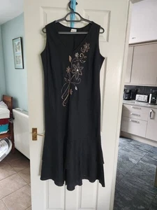 Romen Black Linen Maxi Dress Size 18 - Picture 1 of 12