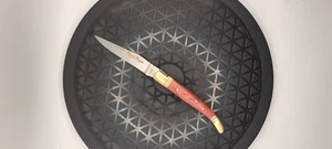 Vintage Laguiole Taschenmesser Klinge Holzgriff Scheide Leder Herren selten alt - Bild 1 von 3