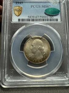 1949 MS67 Washington Quarter PCGS CAC Rainbow toner Dual Sided Toned - Picture 1 of 10