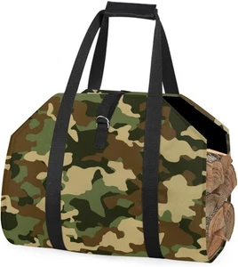 ® Firewood Carrier Bag with Handles Wood Sling Carrier Canvas Waxed Large Fir... - Picture 1 of 7