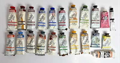 LOTE DE 22 tubos usados vintage Grumbacher artistas permanentes probados previamente colores al óleo Foto 1 de 4