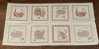 Paneles de almohada vintage Joan Kessler años 80 animales tela rosa acolchado Foto 1 de 4