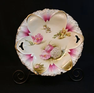 RS Prussia Cake Plate Cabinet Tulips & Hydrangeas Hand Painted w/Gold 1905-1910 - Picture 1 of 16