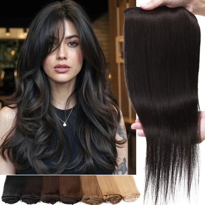 US CHEAP 100% Human Hair Extensions Clip In Full Head Caramel Real Remy 18" INCH - Image 1 of 4