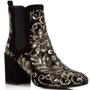 Stuart Weitzman "Stuart" Mediate Metallic Embellished Bootie Women's Size 10 - Picture 1 of 11
