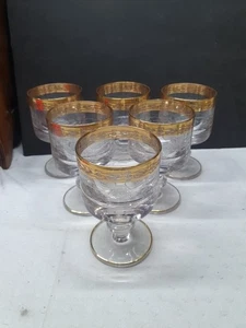 Set Of 6 Murano Glasses, Gold Etched, 13 Cm High 7.5cm Wide (B69) - Picture 1 of 5