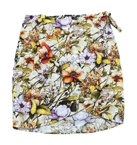 Chicos Womens Plus Size 20/22 Midi Skirt Floral Linen Faux Wrap Elastic Waist - Picture 1 of 5