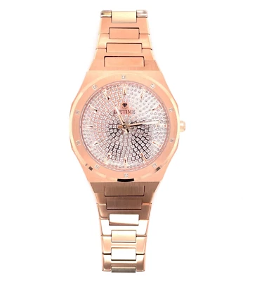 IceTime ALPHA Rose 42mm Men's Rose Gold Steel Watch Iced 0.10ct Diamonds - Image 1 of 4