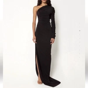 KHY elegantes schwarzes Kleid mit einem Schulterschlitz - Bild 1 von 9