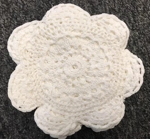 12 Cotton 6" Handmade Round Crochet Doily Doilies Cup Mat Coaster White - Picture 1 of 2