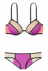 Victoria's Secret Crochet Surf Fabulous Bikini set 34A top & S bottom purple - Picture 1 of 5