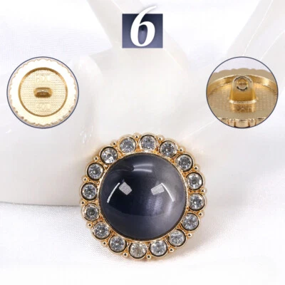 6X Round Buttons Diamond Trim Gradient Color Material for Overcoat Costume Decor - Image 1 of 4