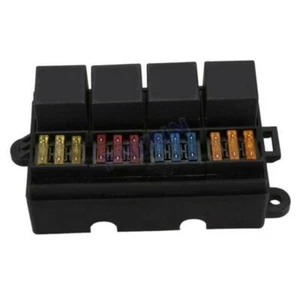 Car Blade Fuse Block Holder Box 4 Relay Socket 12 Road Insurance Case Universal - Picture 1 of 7