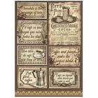 Stamperia A4 RICE PAPER - COFFEE AND CHOCOLATE - LABELS, Decoupage