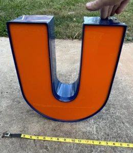 ✨Vtg 3D Marquee Neon Light Sign Letter U Wall Hanging Initial 16”x6”✨ - Picture 1 of 15