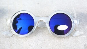 Gafas de sol redondas Steampunk azul espejo unisex rock inusual vintage John Lennon - Imagen 1 de 3